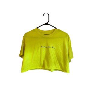 Pretty Little Thing Neon Yellow Cropped T-Shirt Womens Size 8 100% Cotton Casual